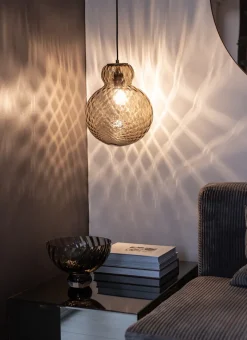 New Specktrum Lily Pendant Lamp - Brown - Black Metal Harlequin Large