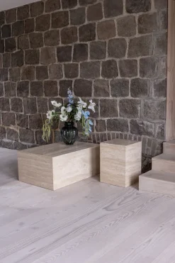 Outlet Specktrum Phantom Cube Table - Travertine Side Table