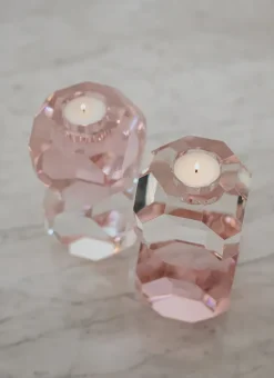 Online Specktrum Sky T-Light Candle Holder - Clear/Pink Stacked