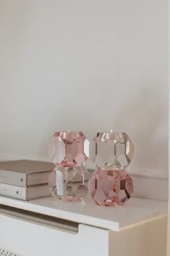 Online Specktrum Sky T-Light Candle Holder - Clear/Pink Stacked