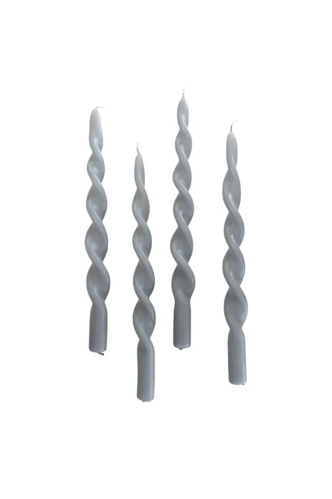 Outlet Specktrum The Curly Candle Collection - Packed with 4 Pieces per box - Steel Grey Fully Curled