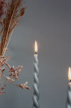 Outlet Specktrum The Curly Candle Collection - Packed with 4 Pieces per box - Steel Grey Fully Curled