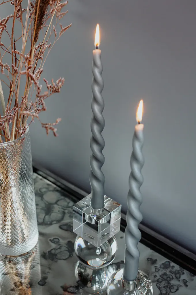 Outlet Specktrum The Curly Candle Collection - Packed with 4 Pieces per box - Steel Grey Fully Curled