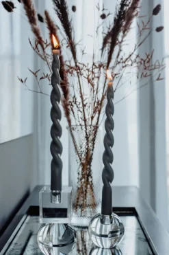 Outlet Specktrum The Curly Candle Collection - Packed with 4 Pieces per box - Steel Grey Fully Curled
