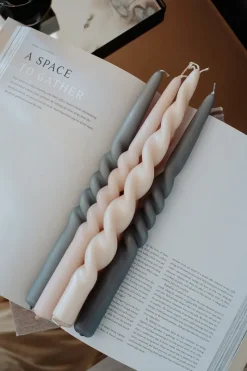 Discount Specktrum The Curly Candle Collection - Packed with 4 Pieces per box - Steel Grey Middle Curled