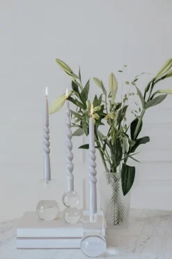 Outlet Specktrum The Pearl Candle Collection - Packed with 4 Pieces per box - Silver Grey Pearl Middle Curled
